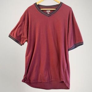 Vintage Harlem Mens Cotton Ringer Tshirt Size 5XL Big and Tall‎ Maroon Holiday